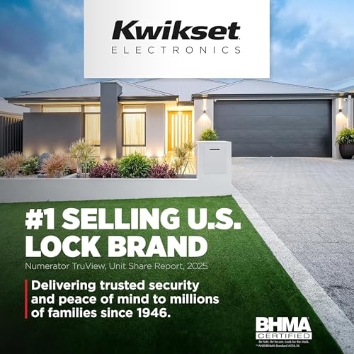 Kwikset Aura Reach Smart Lock Keyless Entry Deadbolt Bluetooth Matter Over Thread Auto Unlock Satin Nickel