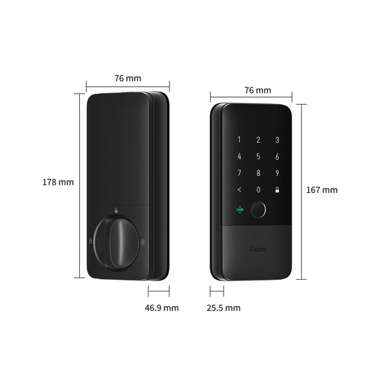 Aqara U400 UWB Smart Lock Fingerprint Keyless Entry Matter Apple Home Key Alexa Google Black