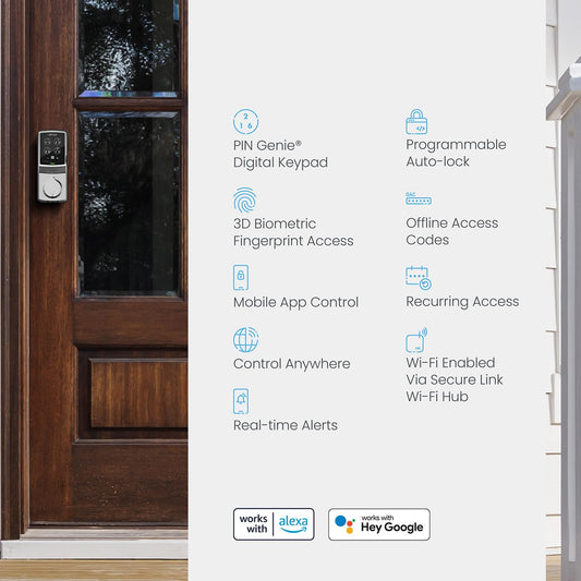 Lockly Secure Pro Smart Lock Fingerprint Keyless Entry Deadbolt WiFi Hub PIN Genie Keypad Alexa Google