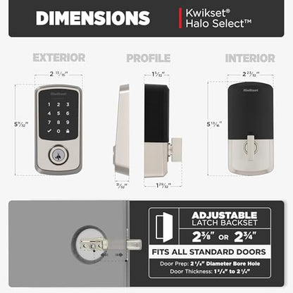 Kwikset Aura Reach Smart Lock Keyless Entry Deadbolt Bluetooth Matter Over Thread Auto Unlock Satin Nickel