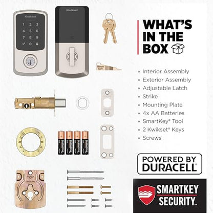 Kwikset Aura Reach Smart Lock Keyless Entry Deadbolt Bluetooth Matter Over Thread Auto Unlock Satin Nickel