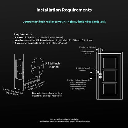 Aqara U100 Smart Lock Fingerprint Keyless Entry with Apple Home Key Bluetooth Deadbolt Alexa Google Gray