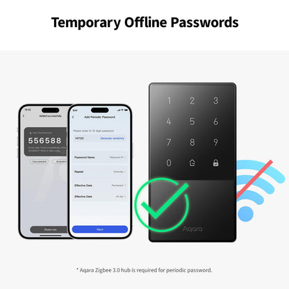 Aqara U50 Smart Lock Keyless Entry Bluetooth Deadbolt Apple Home Key App Control Alexa Google Black