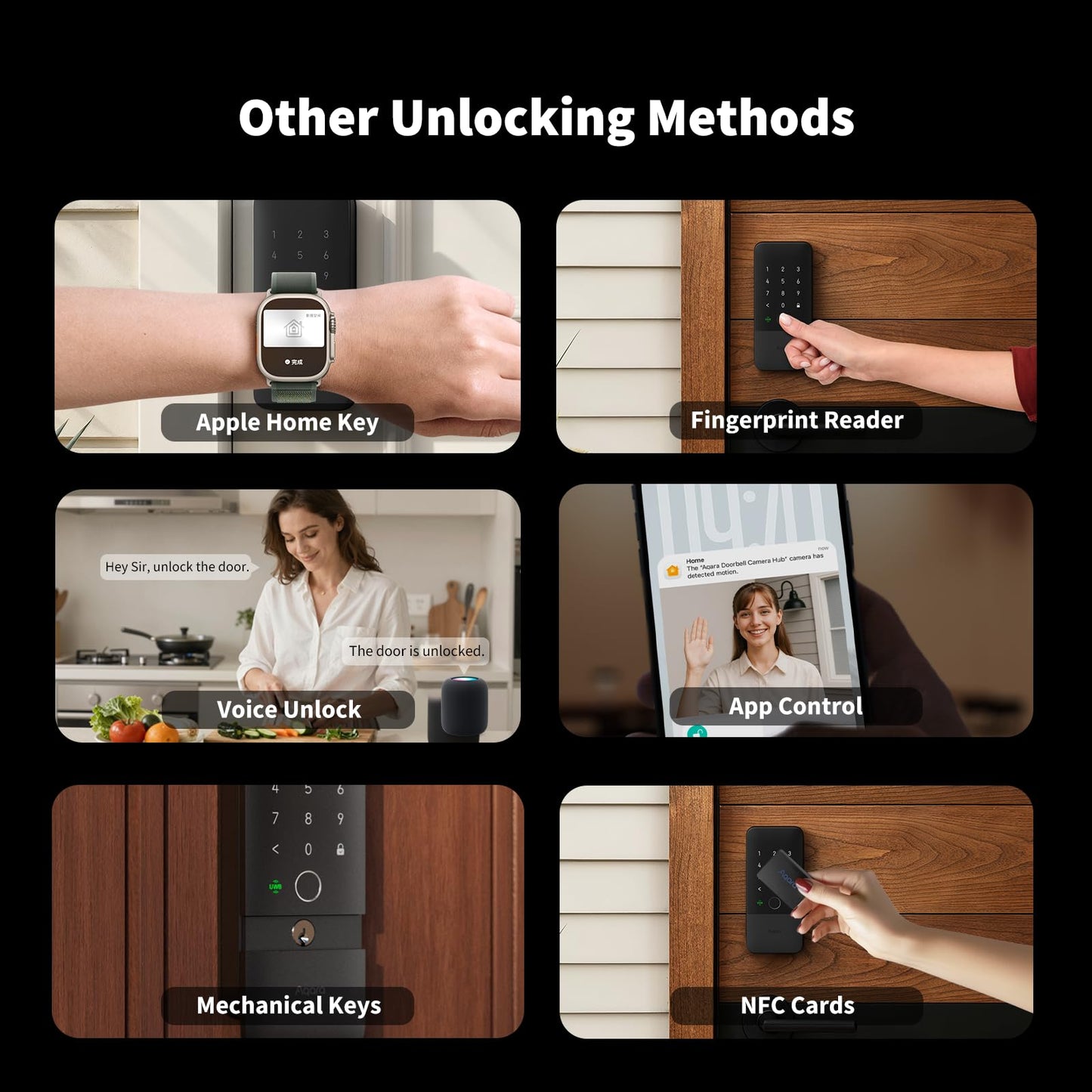Aqara U400 UWB Smart Lock Fingerprint Keyless Entry Matter Apple Home Key Alexa Google Black
