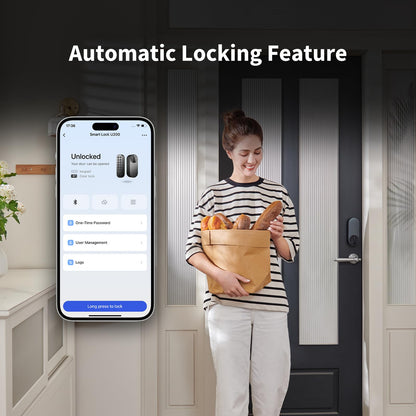 Aqara U200 Smart Lock Fingerprint Keypad Matter Over Thread Apple Home Key Alexa SmartThings Black