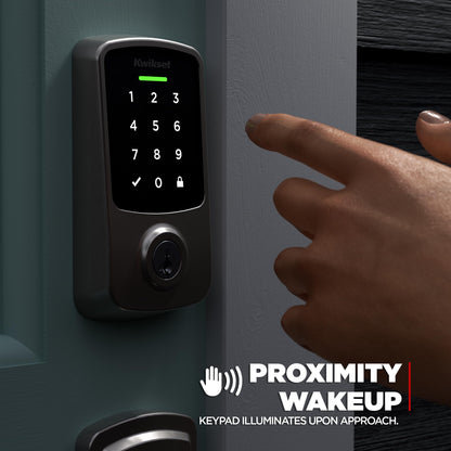 Kwikset Aura Reach Smart Lock Keyless Entry Deadbolt Bluetooth Matter Over Thread Auto Unlock Satin Nickel