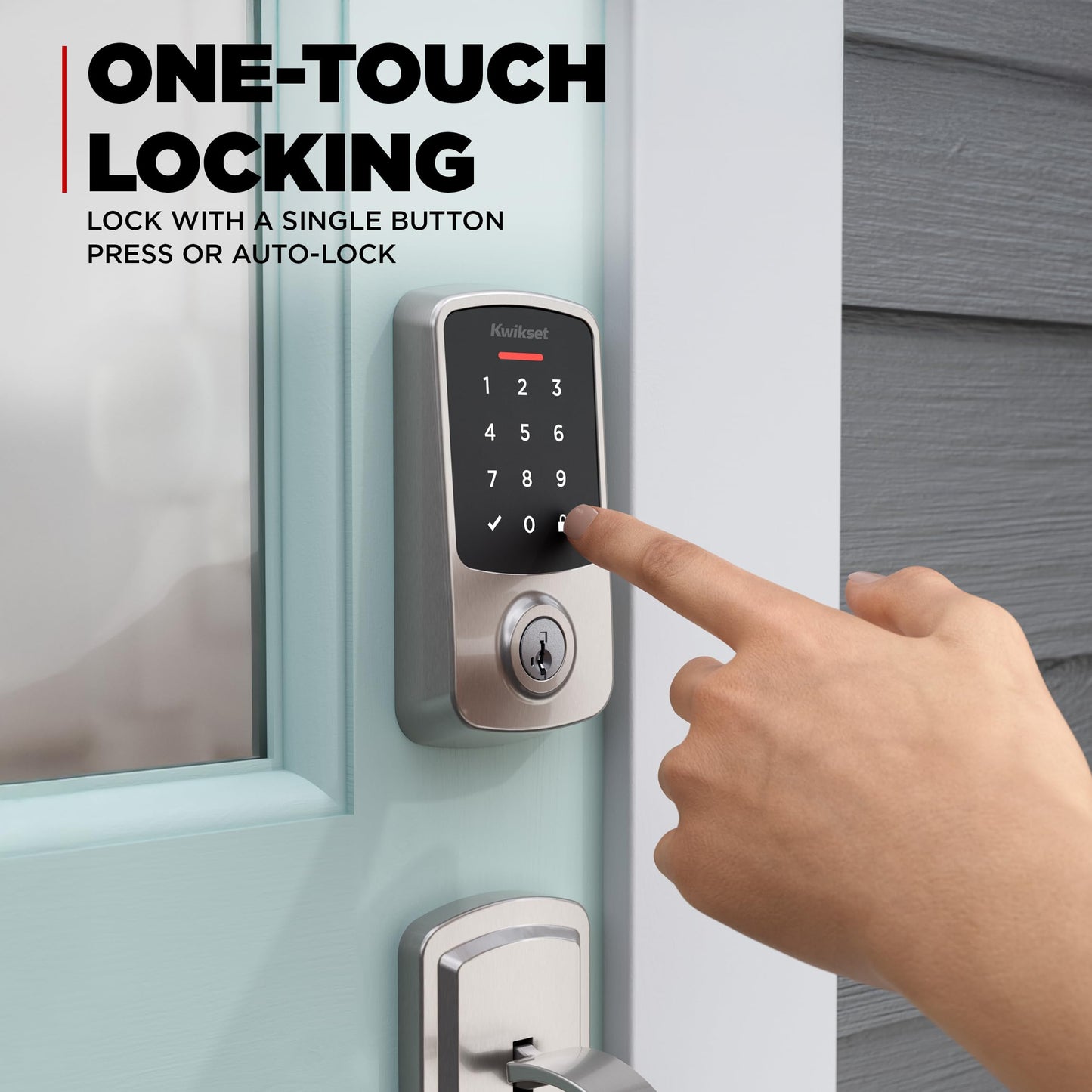 Kwikset Aura Reach Smart Lock Keyless Entry Deadbolt Bluetooth Matter Over Thread Auto Unlock Satin Nickel