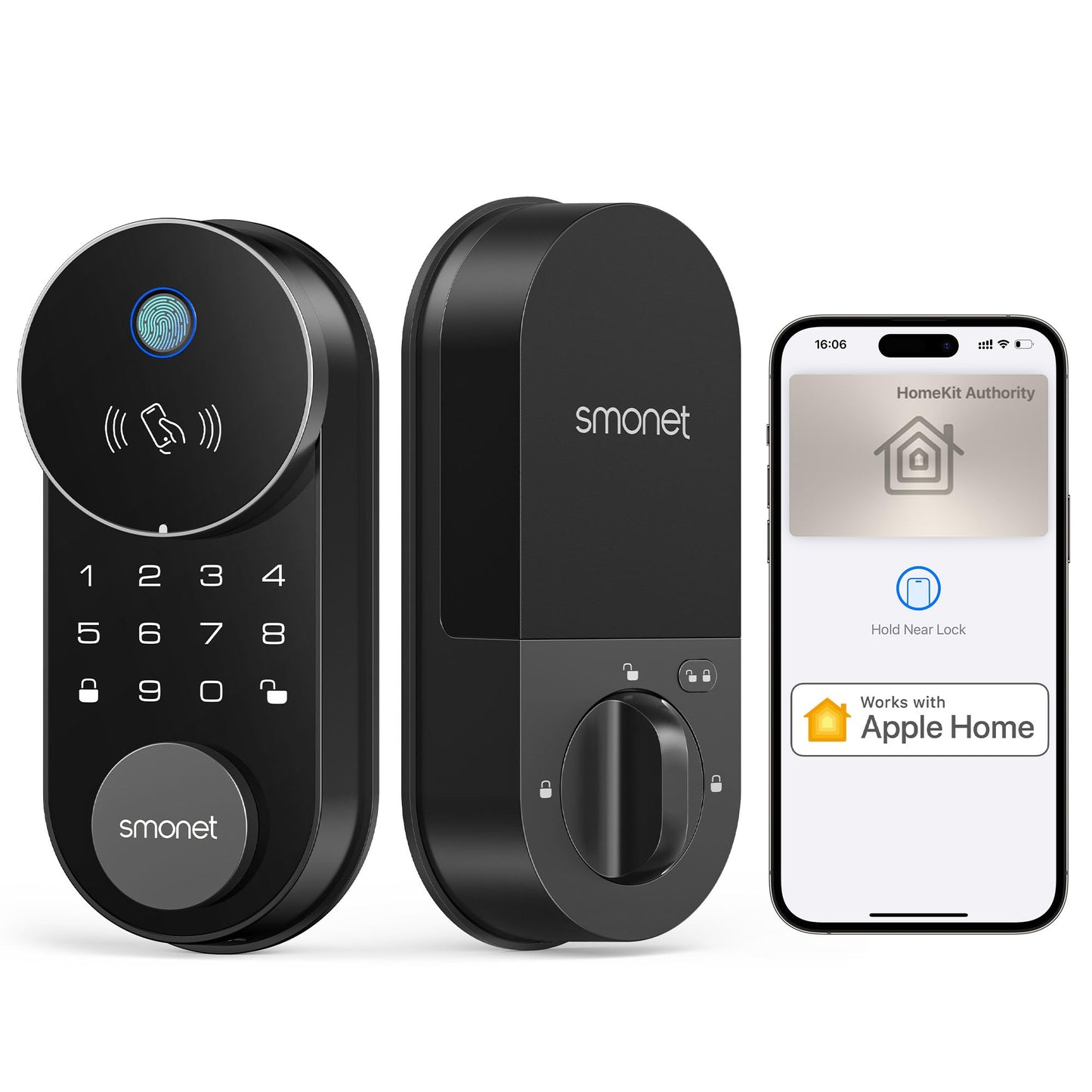 SMONET AH1 Smart Lock Fingerprint Keyless Entry WiFi Deadbolt Apple Home Alexa Google App Control