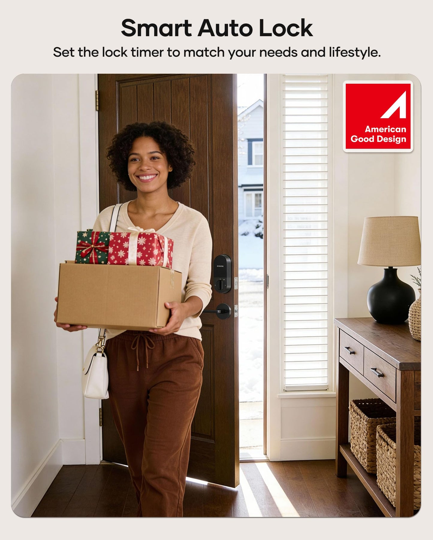 SMONET AH1 Smart Lock Fingerprint Keyless Entry WiFi Deadbolt Apple Home Alexa Google App Control