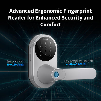 Aqara U300 Smart Lock Fingerprint Lever Keyless Entry Matter Apple Home Key Alexa Google Silver