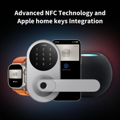 Aqara U300 Smart Lock Fingerprint Lever Keyless Entry Matter Apple Home Key Alexa Google Silver