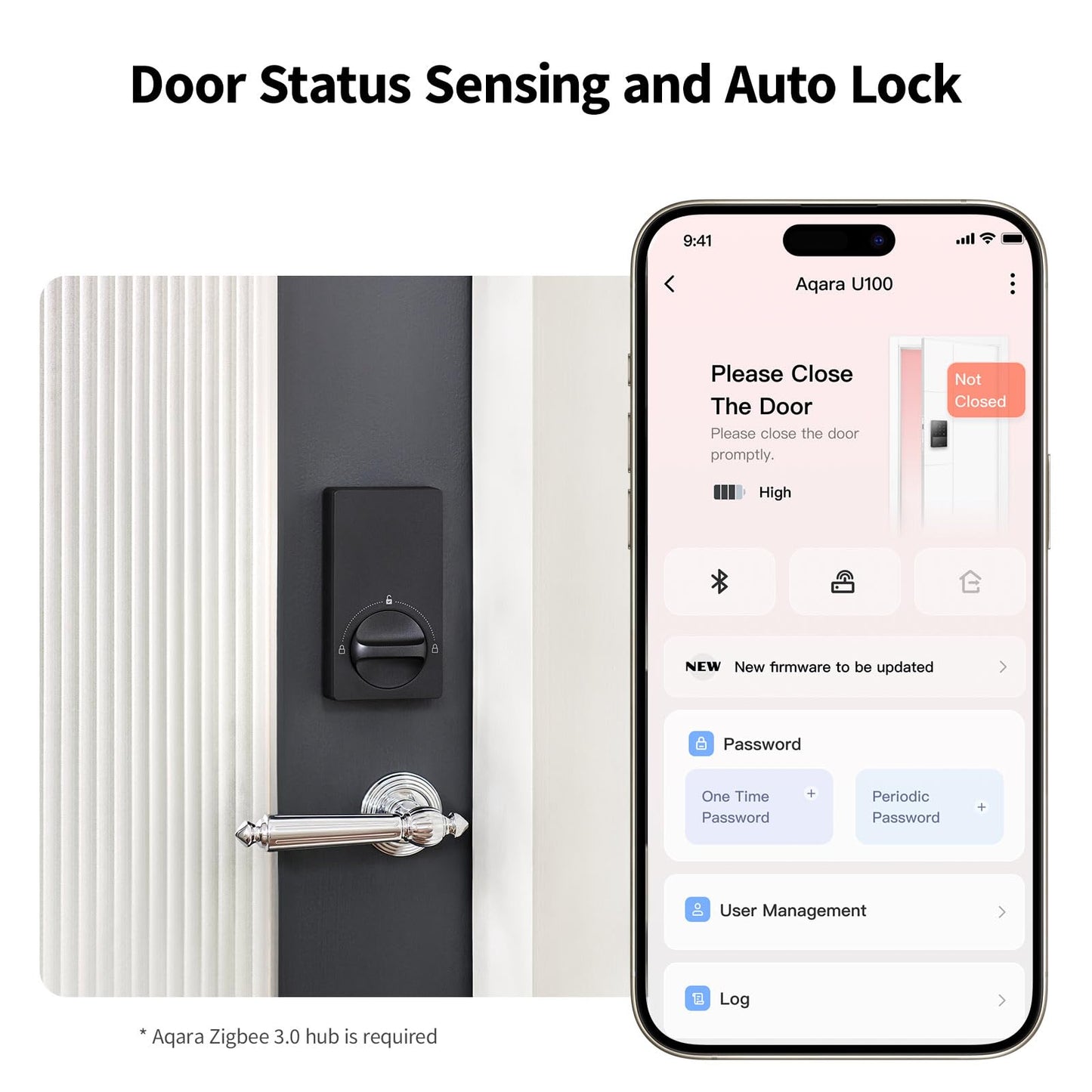 Aqara U50 Smart Lock Keyless Entry Bluetooth Deadbolt Apple Home Key App Control Alexa Google Black
