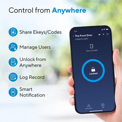ULTRALOQ U-Bolt Pro WiFi Smart Lock Fingerprint Keyless Entry Deadbolt App Control Auto Unlock IP65