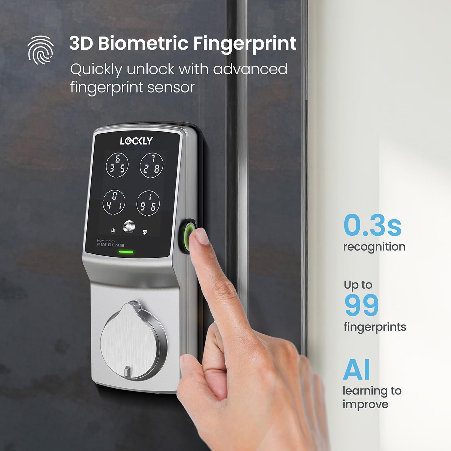 Lockly Secure Pro Smart Lock Fingerprint Keyless Entry Deadbolt WiFi Hub PIN Genie Keypad Alexa Google