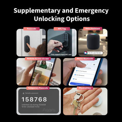Aqara U200 Smart Lock Fingerprint Keypad Matter Over Thread Apple Home Key Alexa SmartThings Black