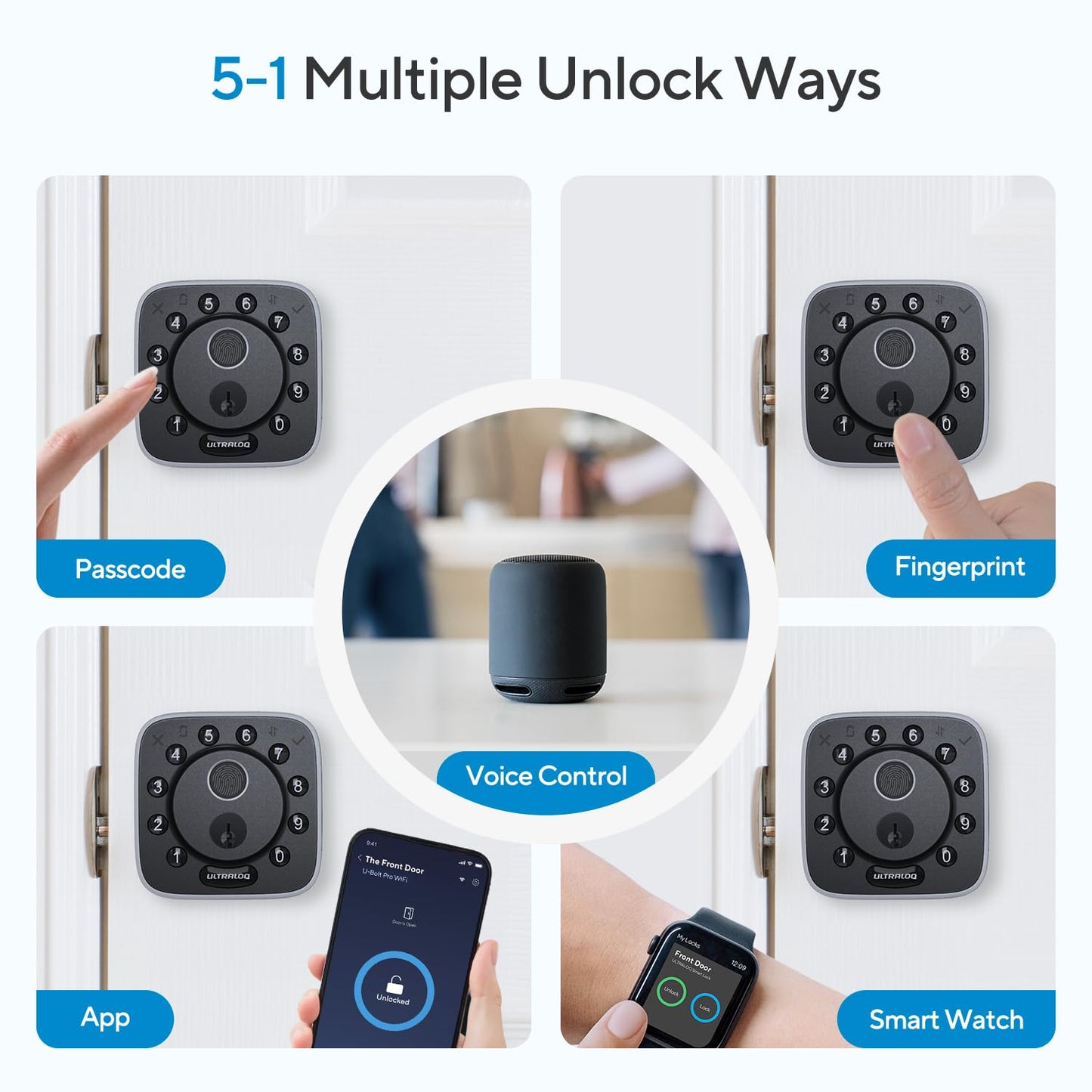 ULTRALOQ Bolt 2025 Smart Lock Fingerprint Matter Over Thread Keyless Entry Apple Home Alexa Google