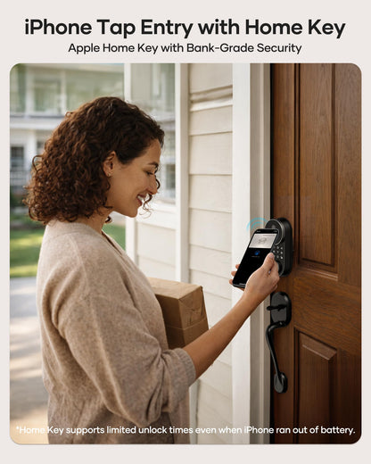 SMONET AH1 Smart Lock Fingerprint Keyless Entry WiFi Deadbolt Apple Home Alexa Google App Control