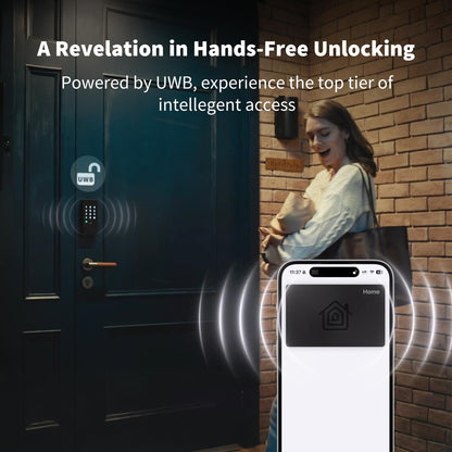 Aqara U400 UWB Smart Lock Fingerprint Keyless Entry Matter Apple Home Key Alexa Google Black