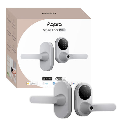 Aqara U300 Smart Lock Fingerprint Lever Keyless Entry Matter Apple Home Key Alexa Google Silver