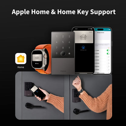 Aqara U100 Smart Lock Fingerprint Keyless Entry with Apple Home Key Bluetooth Deadbolt Alexa Google Gray