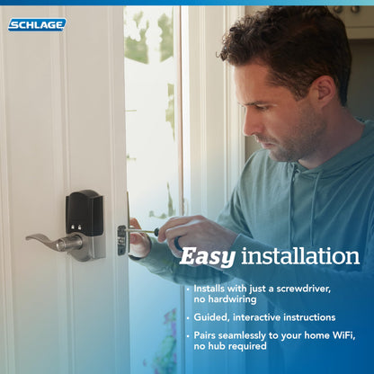 Schlage Encode Smart WiFi Lock with Lever Handle Touchscreen Keypad Keyless Entry Alexa Google Black