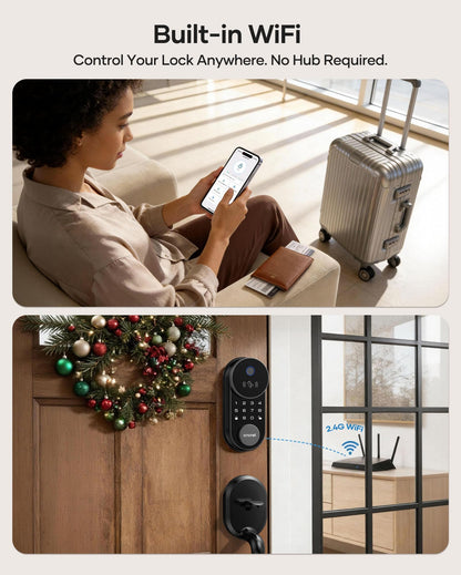 SMONET AH1 Smart Lock Fingerprint Keyless Entry WiFi Deadbolt Apple Home Alexa Google App Control